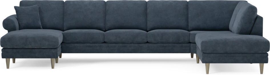 Eden - 3-sits soffa med schäslong vänster och divan höger - Blå