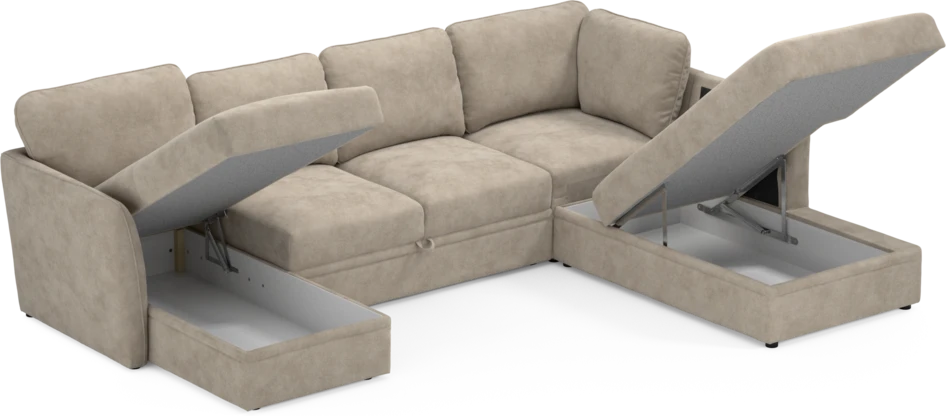 Öland - Bäddsoffa med schäslong vänster och divan höger - Beige
