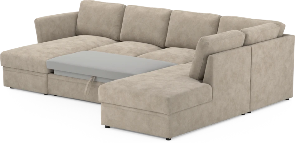 Öland - Bäddsoffa med schäslong vänster och divan höger - Beige