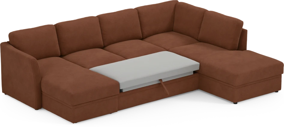 Öland - Bäddsoffa med schäslong vänster och divan höger - Orange