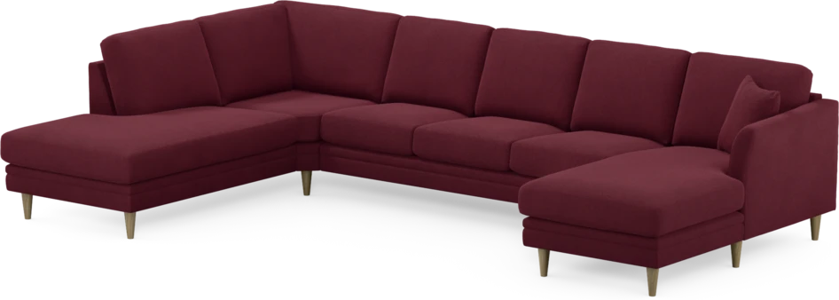 Eden - 3-sits soffa med divan vänster och schäslong höger - Röd