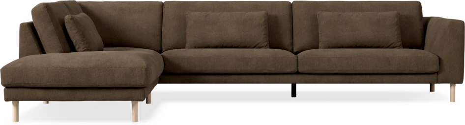 Willow - 4-sits soffa med divan vänster, fast klädsel - Brun