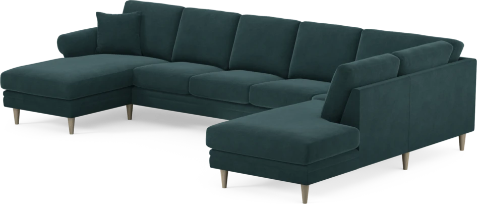 Eden - 3-sits soffa med schäslong vänster och divan höger - Blå