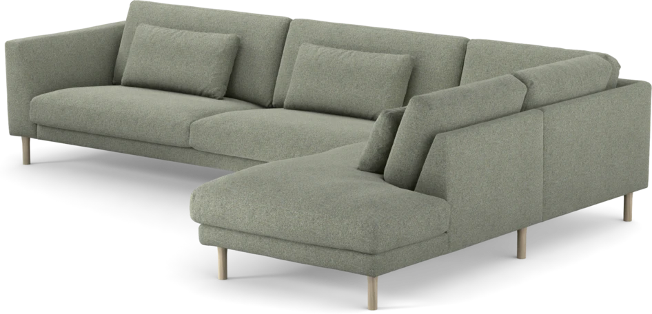 Willow - 4-sits soffa med divan höger, fast klädsel - Grön