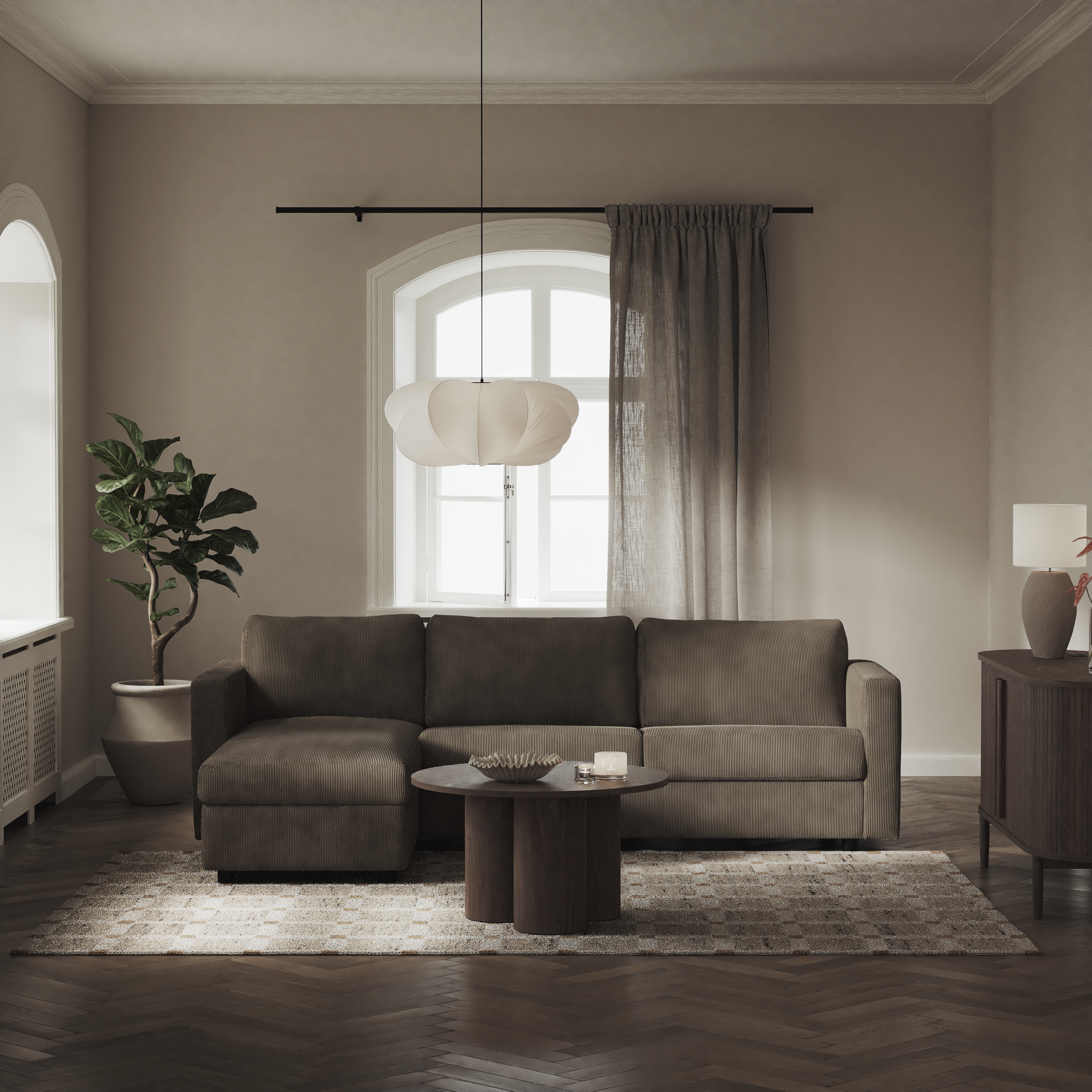 Lindö - Bäddsoffa 2,5-sits med schäslong, vändbar - inspiration