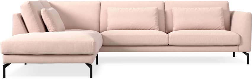 Willow - 3-sits soffa med divan vänster, fast klädsel - Rosa