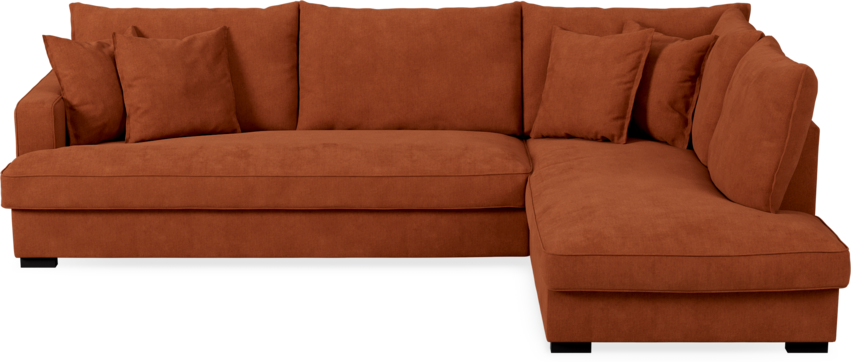 Mila - 3-sits soffa med divan höger, hel dyna - Röd