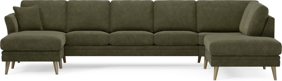 Eden - 3-sits soffa med schäslong vänster och divan höger - Grön