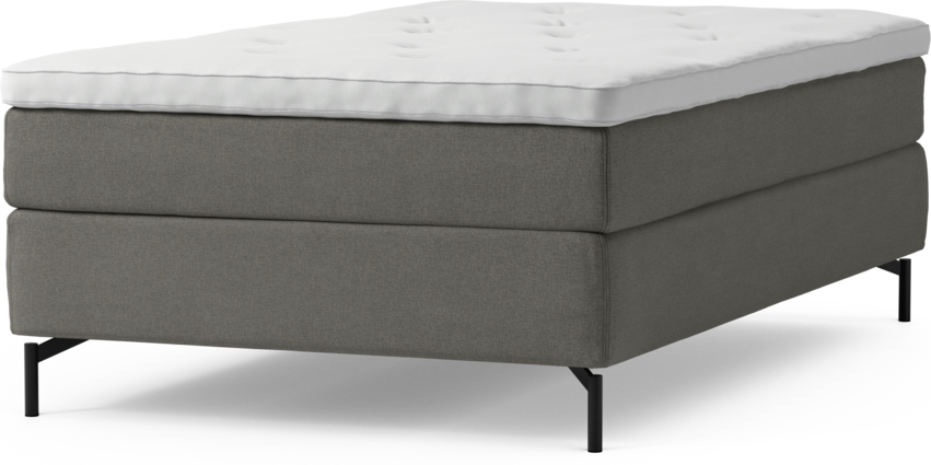 Delux Sense - Kontinentalsäng, enkelsäng 120 cm med bäddmadrass och sängben - Grå