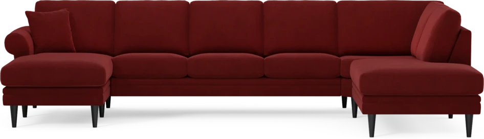 Eden - 3-sits soffa med schäslong vänster och divan höger - Röd