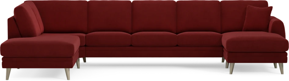 Eden - 3-sits soffa med divan vänster och schäslong höger - Röd