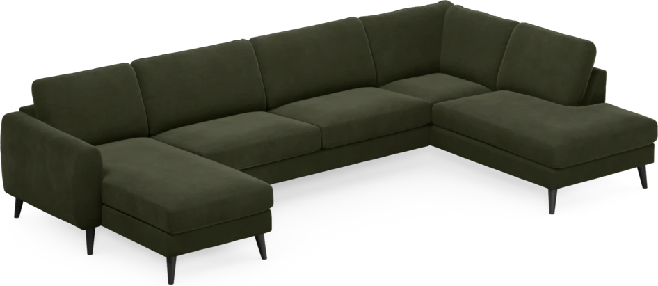 Bridge - 3-sits soffa med schäslong vänster och divan höger - Grön