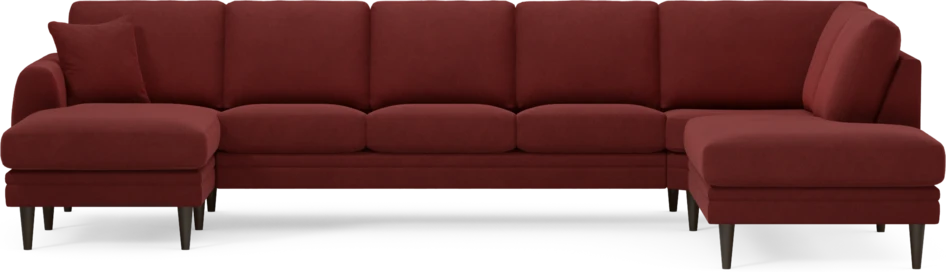 Eden - 3-sits soffa med schäslong vänster och divan höger - Röd