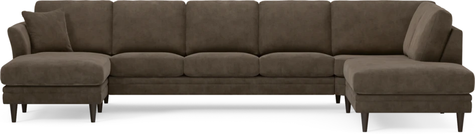 Eden - 3-sits soffa med schäslong vänster och divan höger - Brun