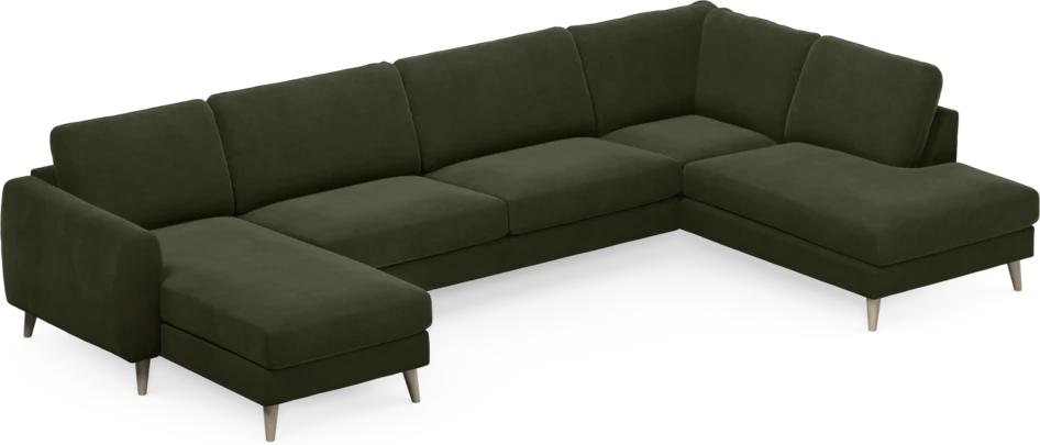 Bridge - 3-sits soffa med schäslong vänster och divan höger - Grön
