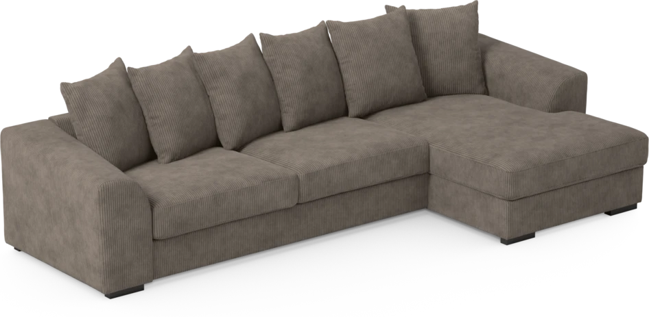 Town - 3-sits soffa med schäslong höger - Brun