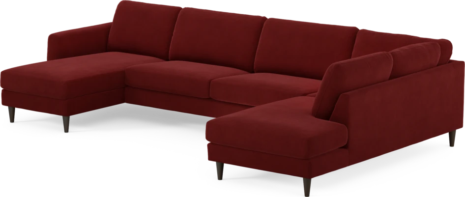 Bridge - 3-sits soffa med schäslong vänster och divan höger - Röd