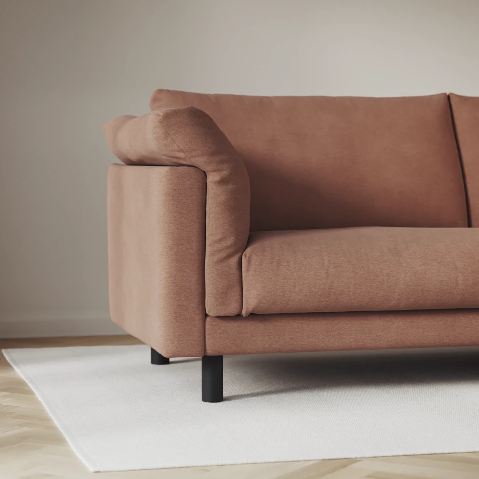 Cherrie - 4-sits soffa, hel dyna, fast klädsel - Rosa