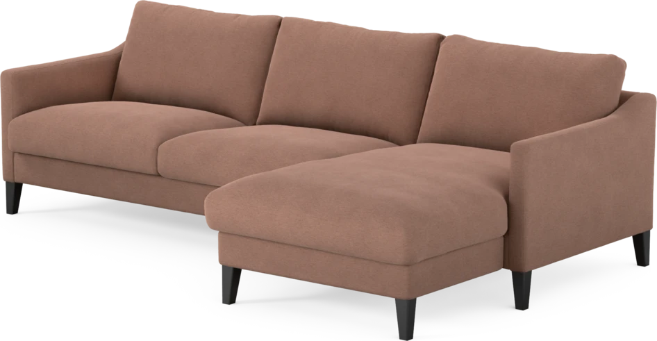 Winston - 3-sits soffa med schäslong, vändbar - Rosa