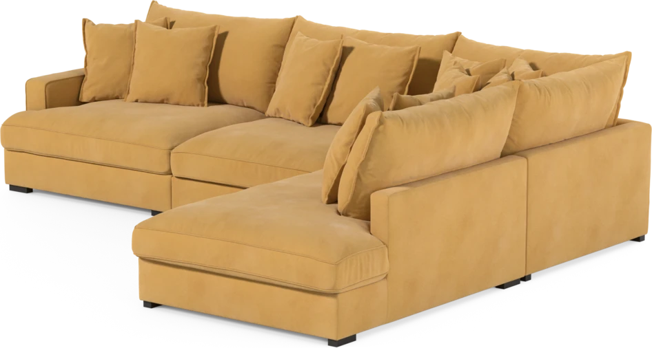 Rossi - 3-sits soffa med divan höger - Gul