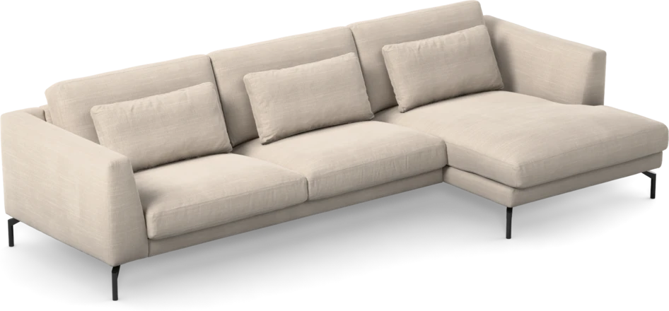Willow - 3-sits soffa med schäslong höger, fast klädsel - Beige