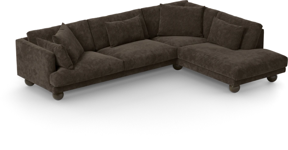 Harper - 3-sits soffa med divan höger - Brun