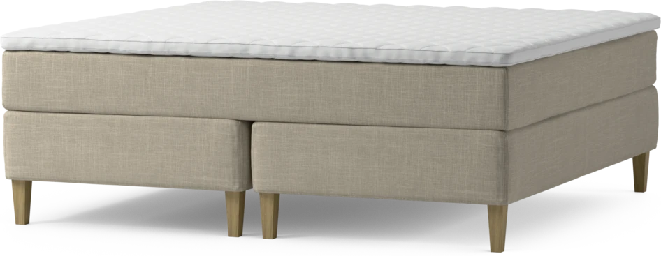 Delux Exclusive - Kontinentalsäng, dubbelsäng med bäddmadrass och sängben - Beige