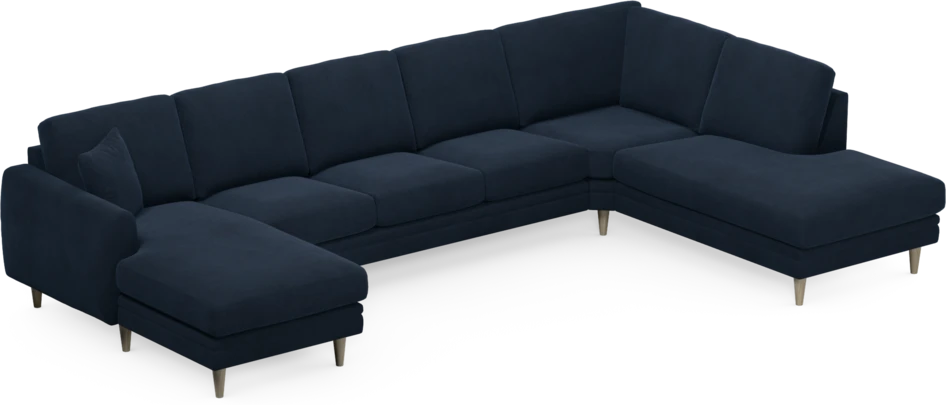 Eden - 3-sits soffa med schäslong vänster och divan höger - Blå