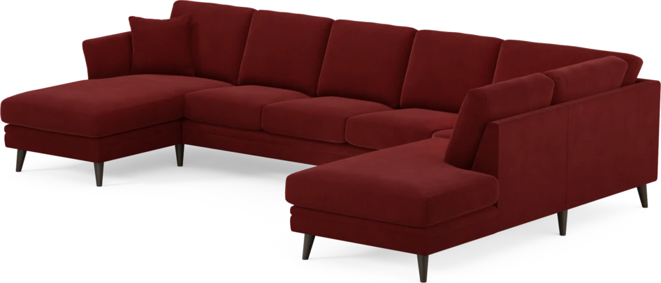Eden - 3-sits soffa med schäslong vänster och divan höger - Röd