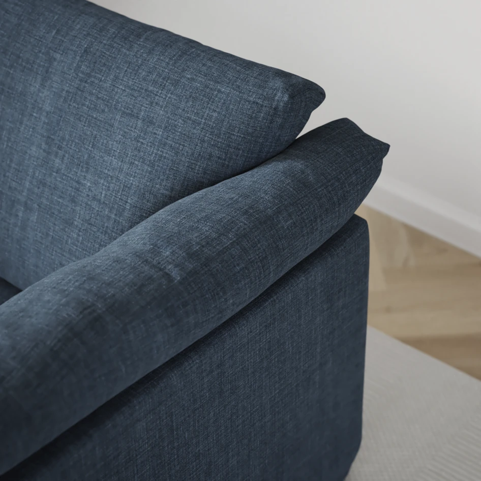 Cherrie - 3-sits soffa med divan vänster, med kappa - Blå