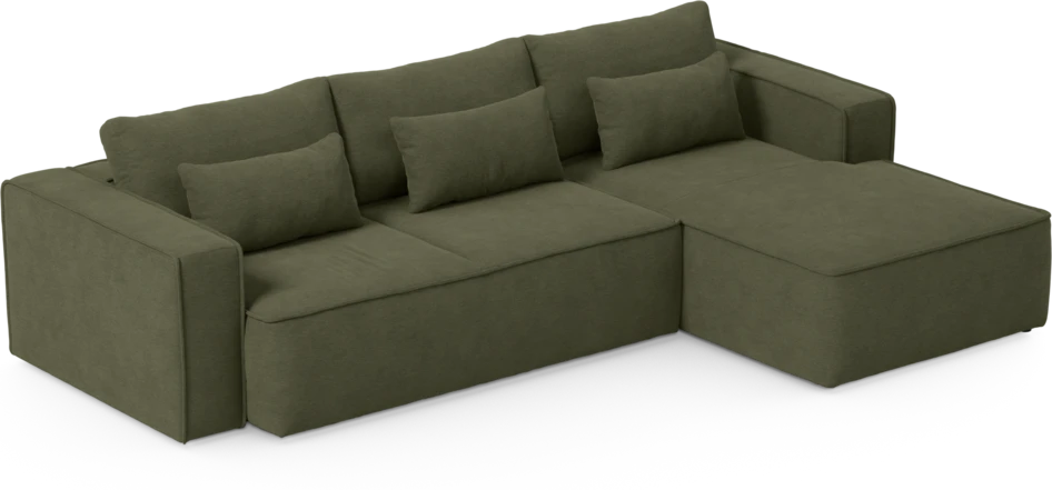 Ide - Bäddsoffa 3-sits med schäslong höger - Grön