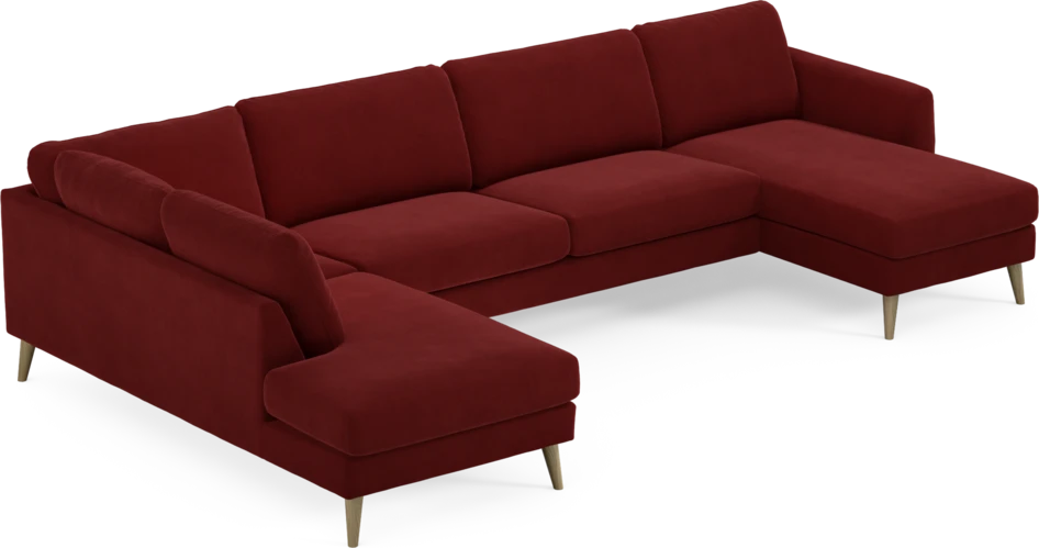 Bridge - 3-sits soffa med divan vänster och schäslong höger - Röd