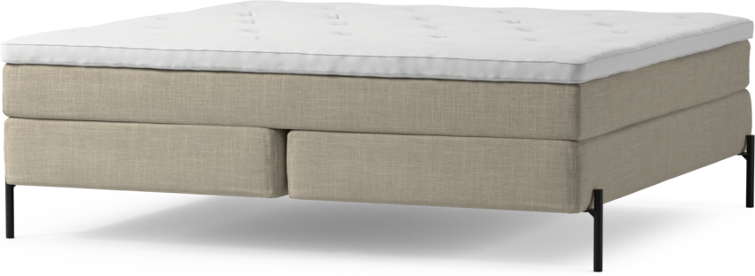 Delux Sense - Kontinentalsäng, dubbelsäng med bäddmadrass och sängben - Beige