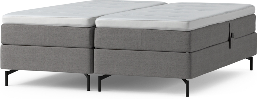 Delux Sense - Ställbar säng, dubbelsäng med bäddmadrass och sängben - Grå