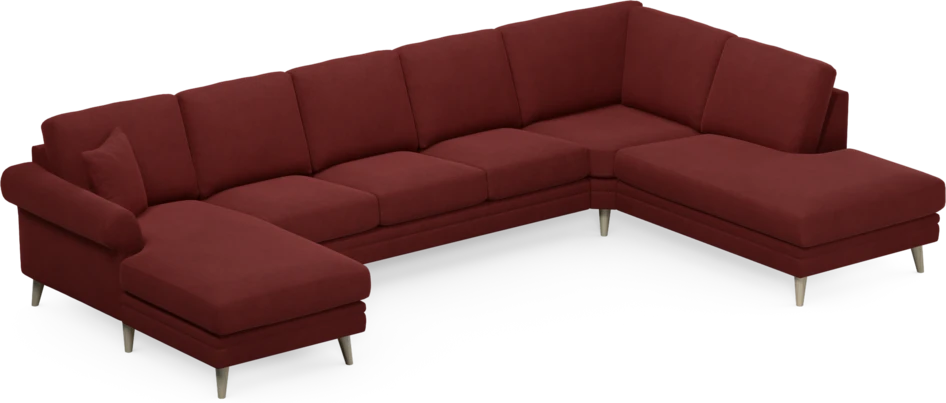 Eden - 3-sits soffa med schäslong vänster och divan höger - Röd