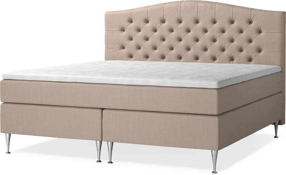 New York - Kontinentalsäng, dubbelsäng med bäddmadrass, sängben och sänggavel välvd - Beige