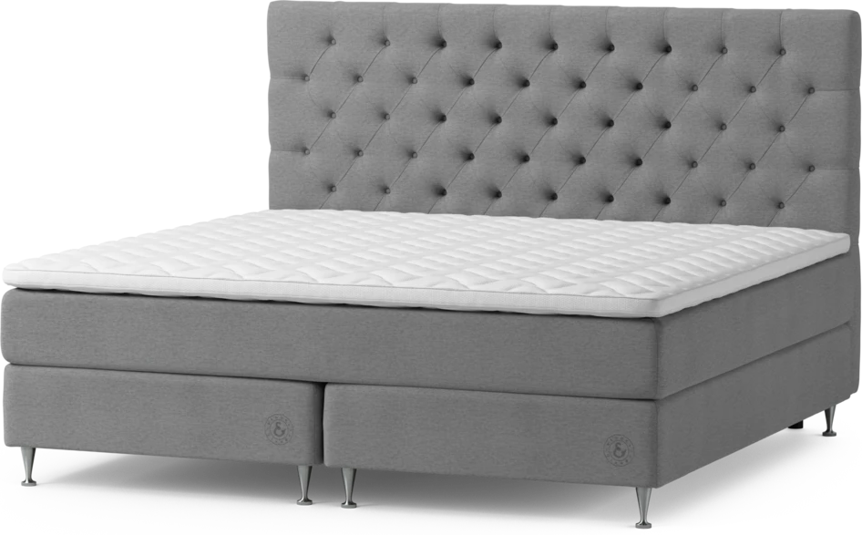 Särö Exclusive - Kontinentalsäng, dubbelsäng med bäddmadrass, sängben och Pikerad XL sänggavel