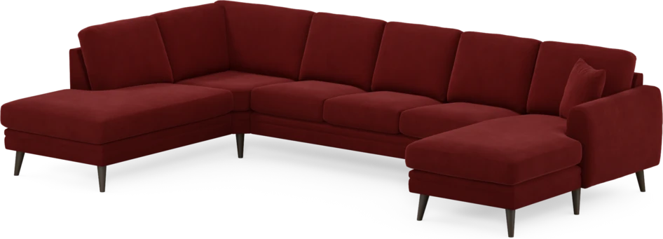 Eden - 3-sits soffa med divan vänster och schäslong höger - Röd
