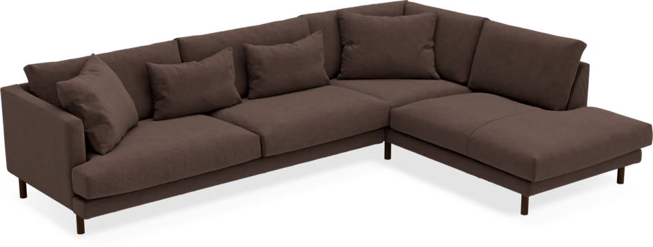 Harper - 3-sits soffa med divan höger - Brun