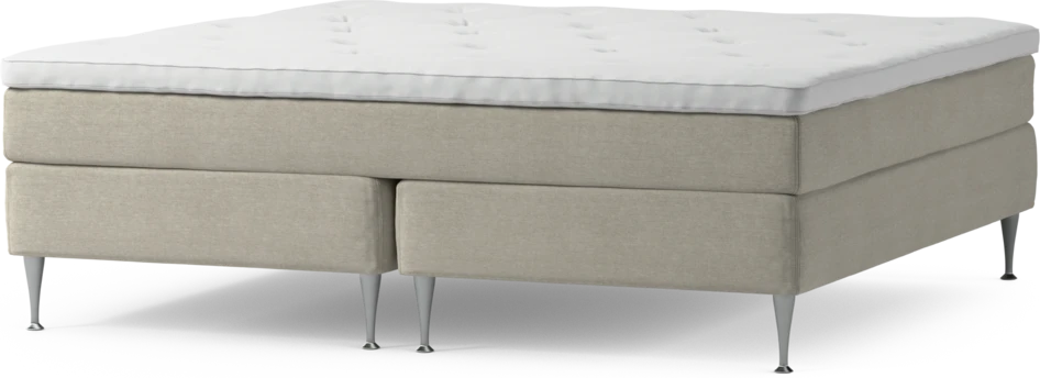 Delux Sense - Kontinentalsäng, dubbelsäng med bäddmadrass och sängben - Beige