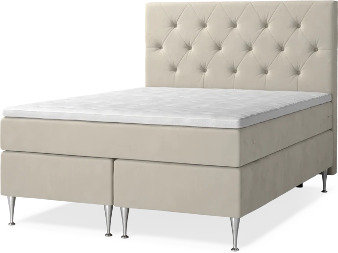 New York Supreme, Kontinentalsäng, dubbelsäng med bäddmadrass, sängben och sänggavel pikerad