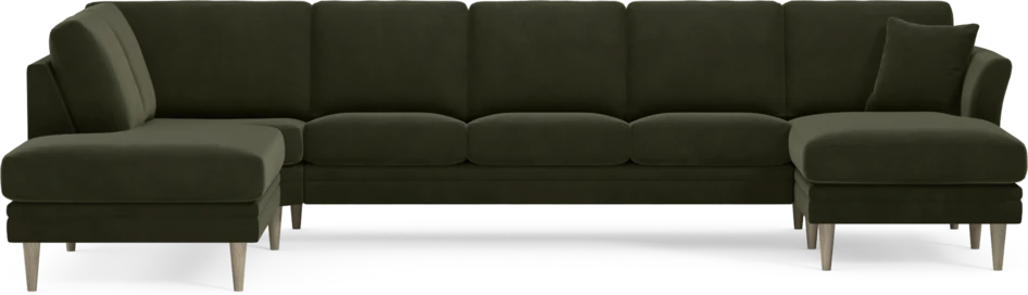 Eden - 3-sits soffa med divan vänster och schäslong höger - Grön