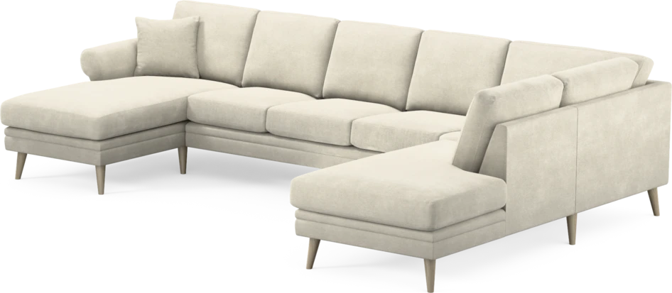 Eden - 3-sits soffa med schäslong vänster och divan höger - Vit