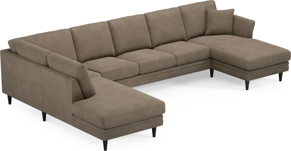 Eden - 3-sits soffa med divan vänster och schäslong höger - Brun