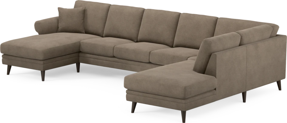 Eden - 3-sits soffa med schäslong vänster och divan höger - Brun