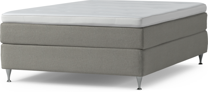 Delux Sense - Kontinentalsäng, enkelsäng 140 cm med bäddmadrass och sängben - Grå