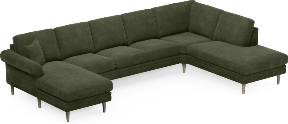 Eden - 3-sits soffa med schäslong vänster och divan höger - Grön