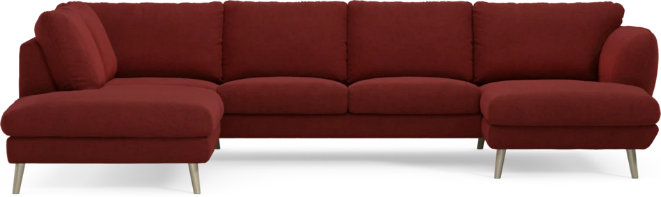 Madison - 2-sits soffa med divan vänster och schäslong höger - Röd