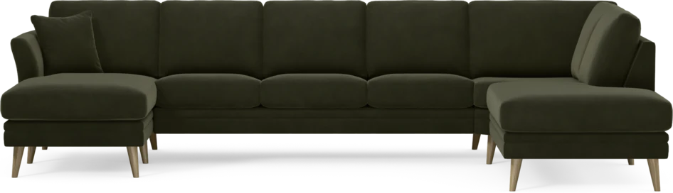 Eden - 3-sits soffa med schäslong vänster och divan höger - Grön
