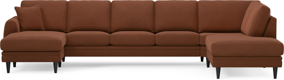 Eden - 3-sits soffa med schäslong vänster och divan höger - Orange